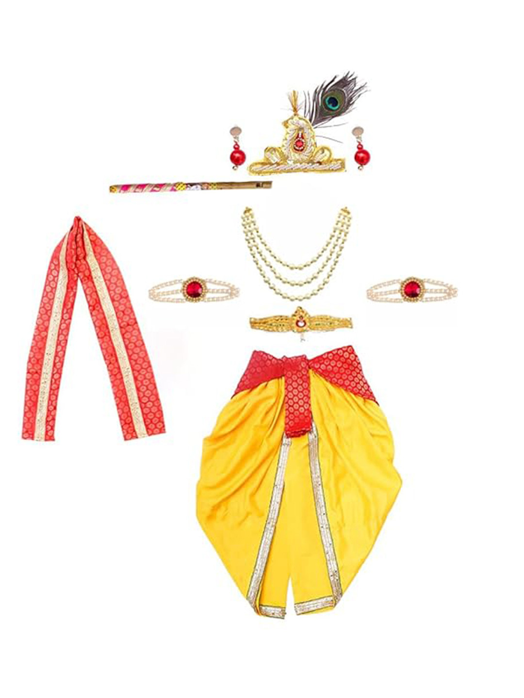 itsmycostume Boys Krishna Dress Costume Set with Accessories