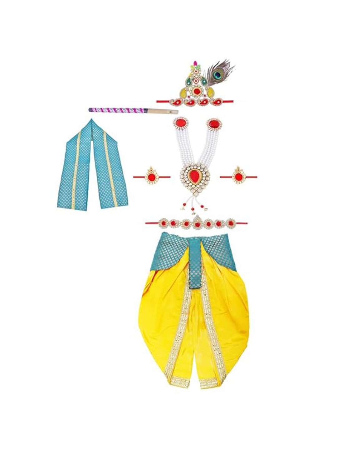 itsmycostume Boys Krishna Dress Costume Set with Accessories