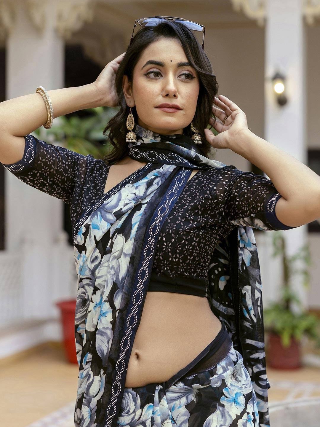 KALINI Floral Pure Georgette Saree