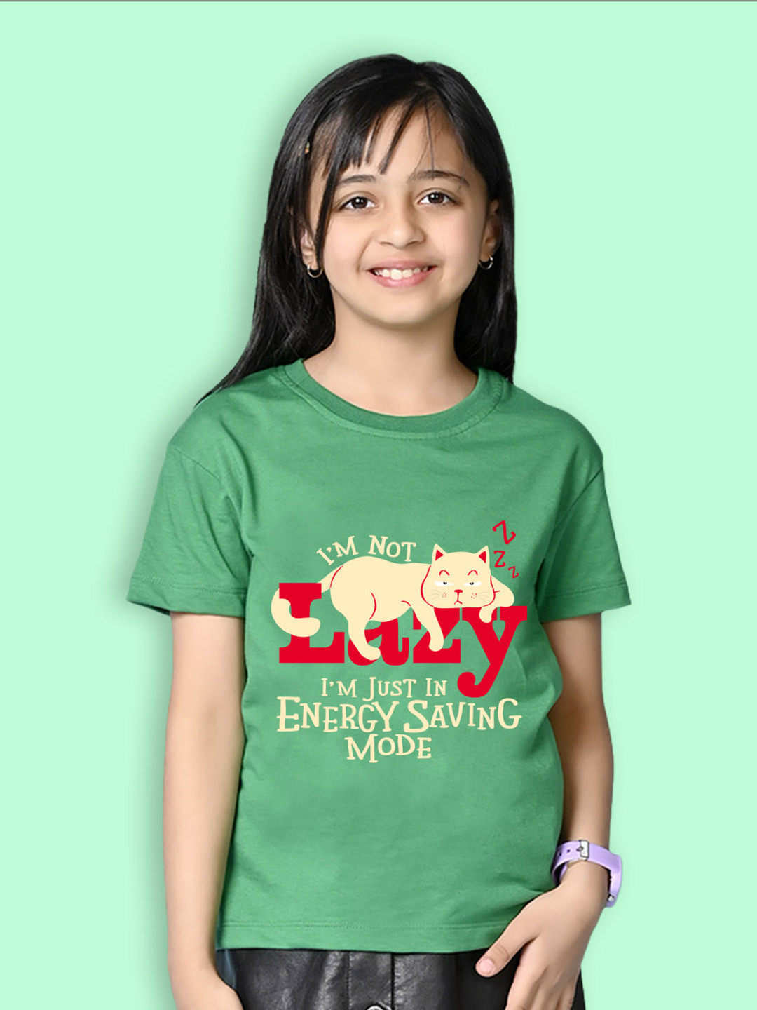 NUSYL Girls Typography Printed Short Sleeve Round Neck Oversized T-shirts