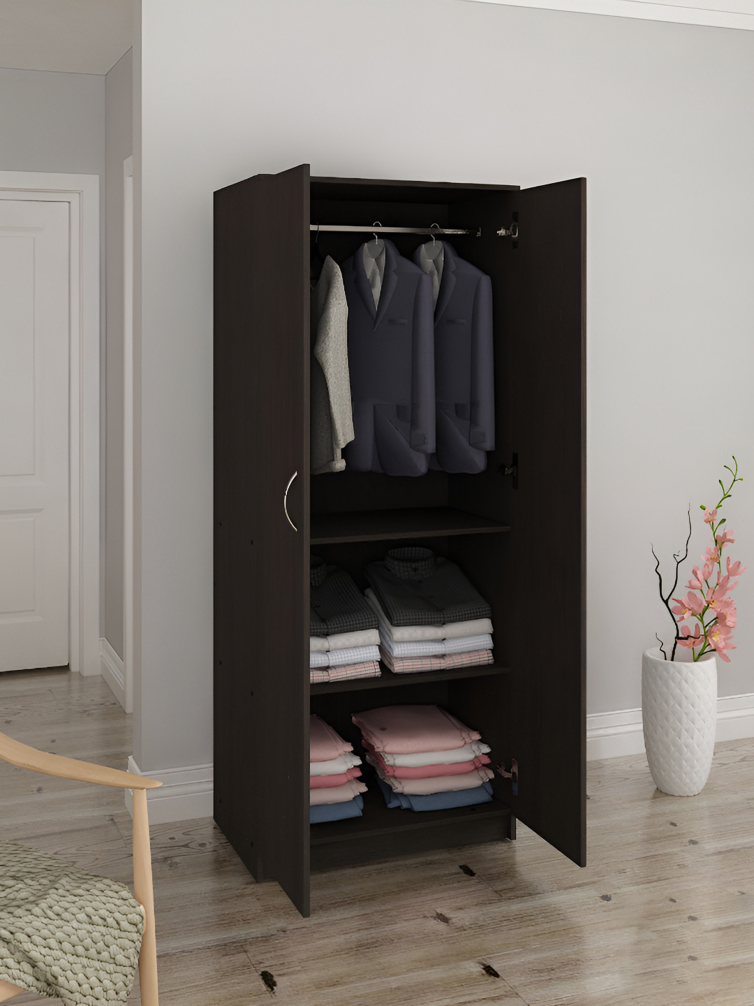 SIVOM Jennifer Brown Engineering Wood Termite Resistant Multipurpose 2 Door Wardrobe