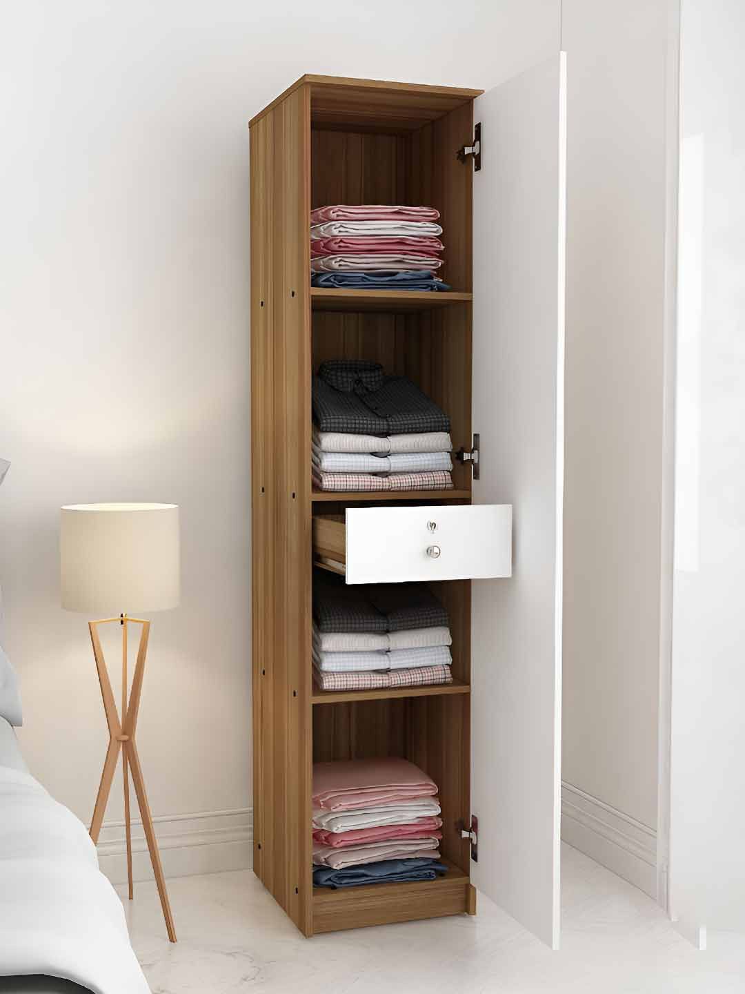 SIVOM Brown & White Engineering Wood Termite Resistant Multipurpose 1 Door Wardrobe