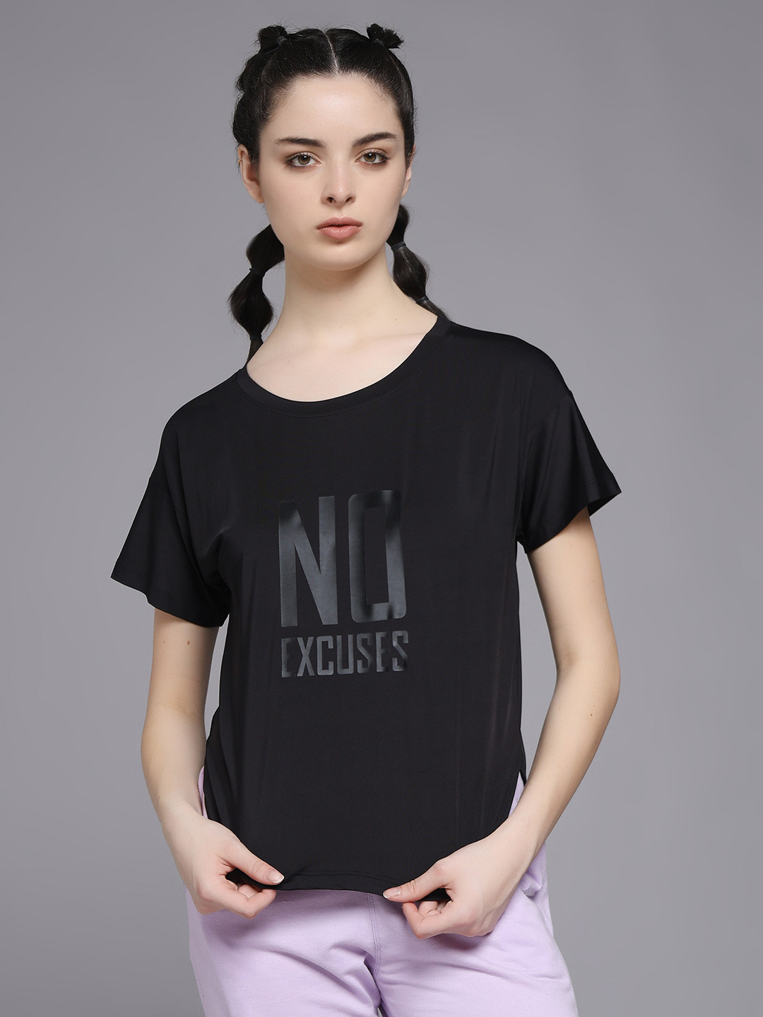 MKH Women Dri-FIT Typography Printed Round Neck Relaxed Fit T-shirt
