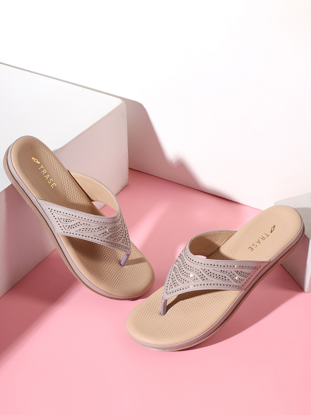 TRASE Solique Women Open Toe T-Strap Flats