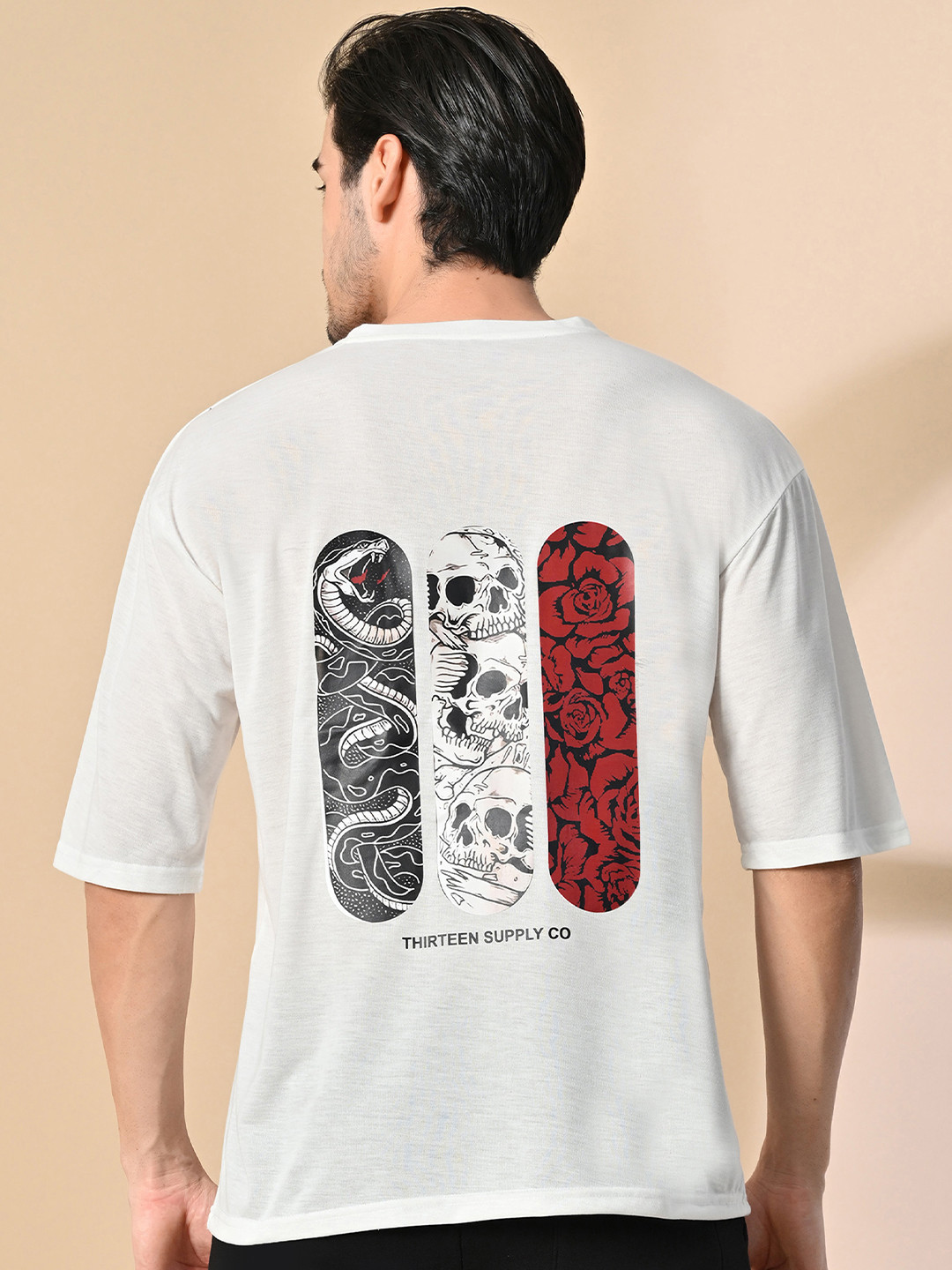 GLITO Men Printed Drop-Shoulder Sleeves T-shirt