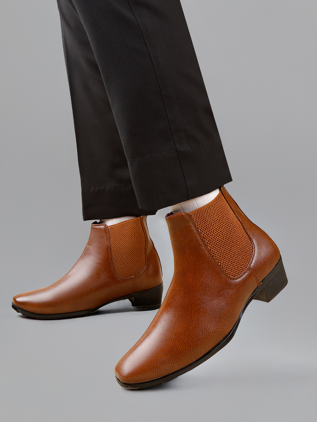 Men 2 Inch Heel Height Increasing Casual Party Wear Chelsea Boot On Cuban Sole