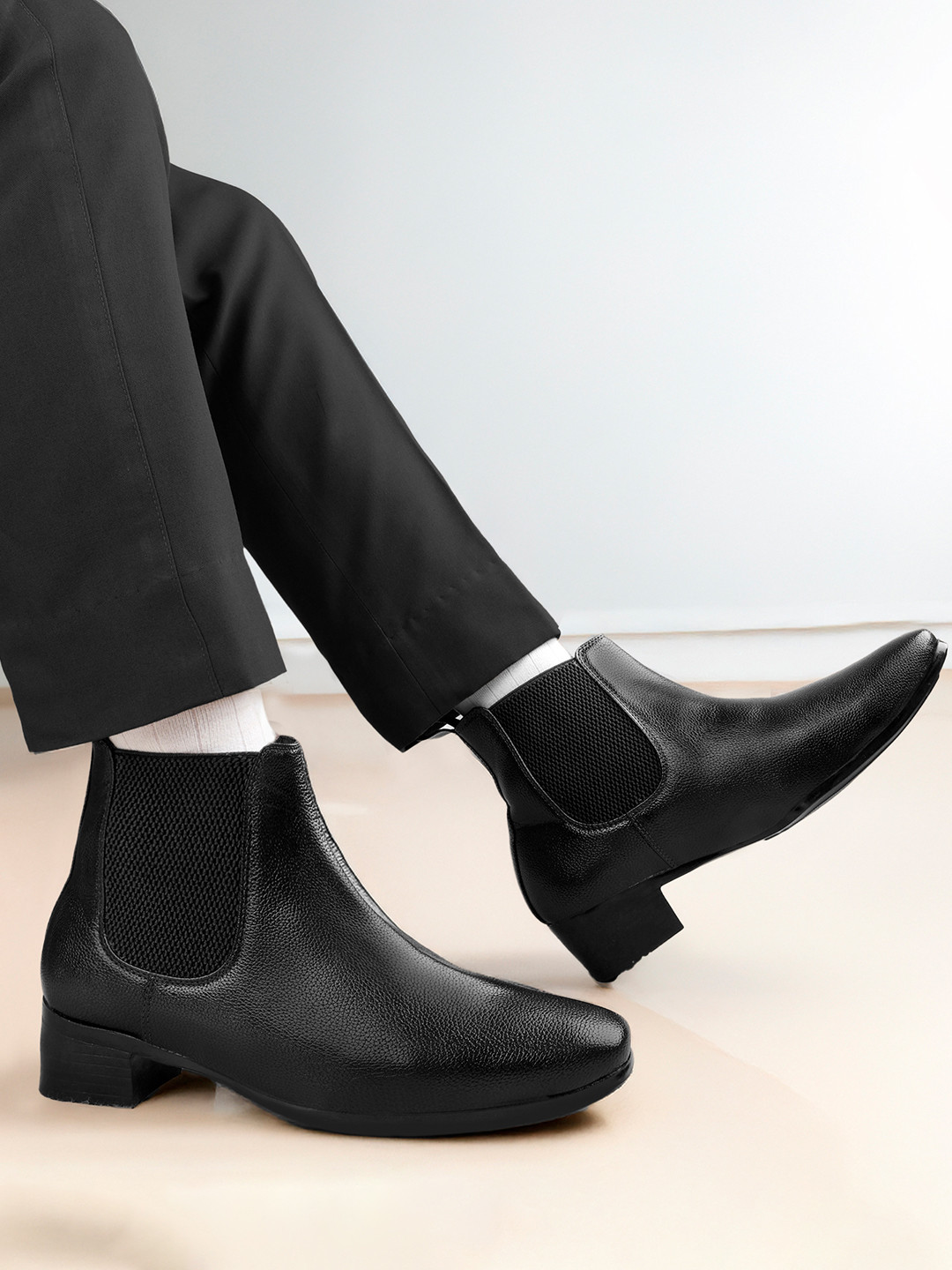 Bxxy Men Heel Height Increasing Casual Party Wear Chelsea Boot On Cuban Sole