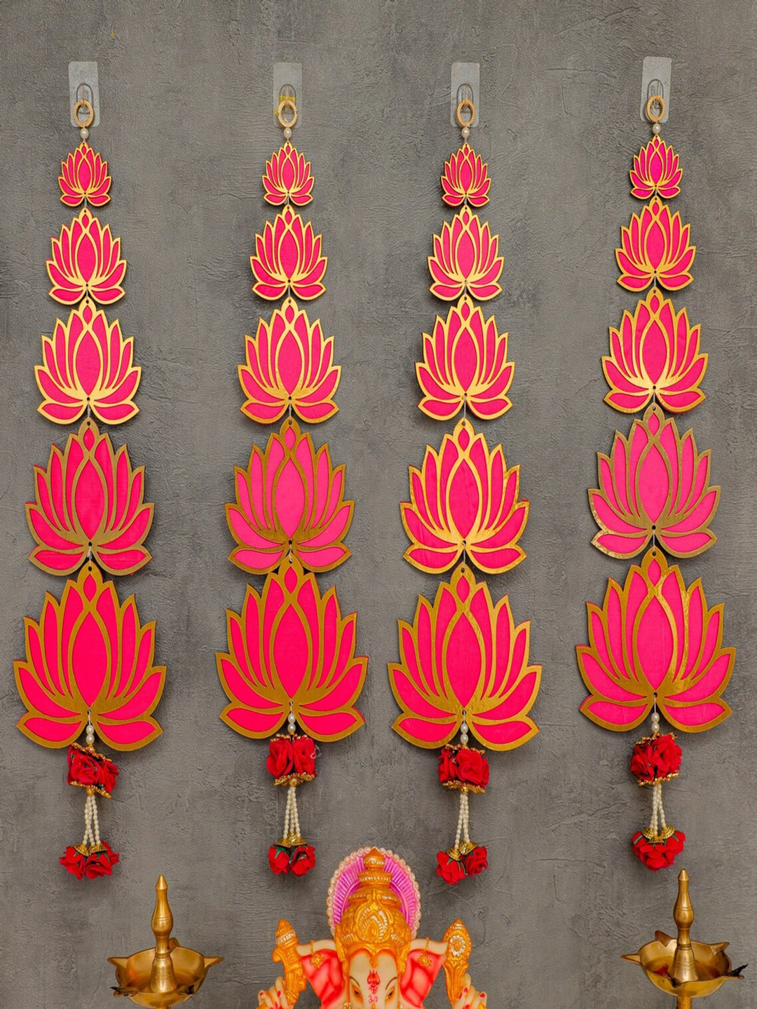 Nutts MDF Lotus Collection Pink Hanging Lotus Pack of 2