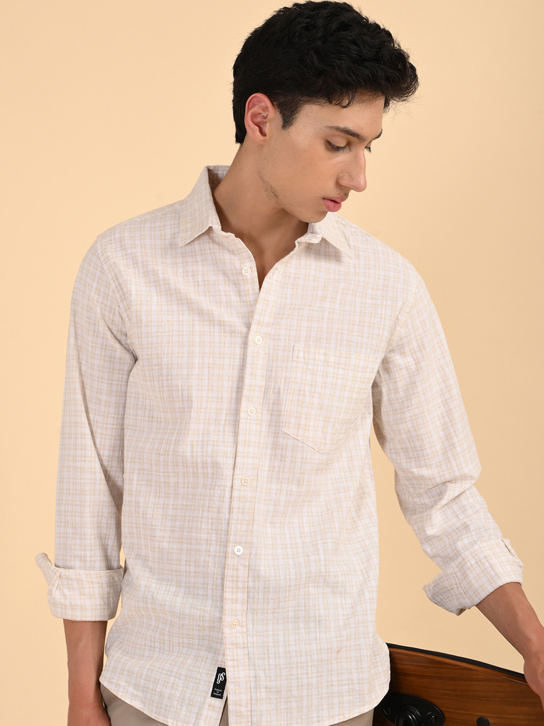 Guns & Sons Men Contemporary Grid Tattersall Checks Checked Casual Shirt