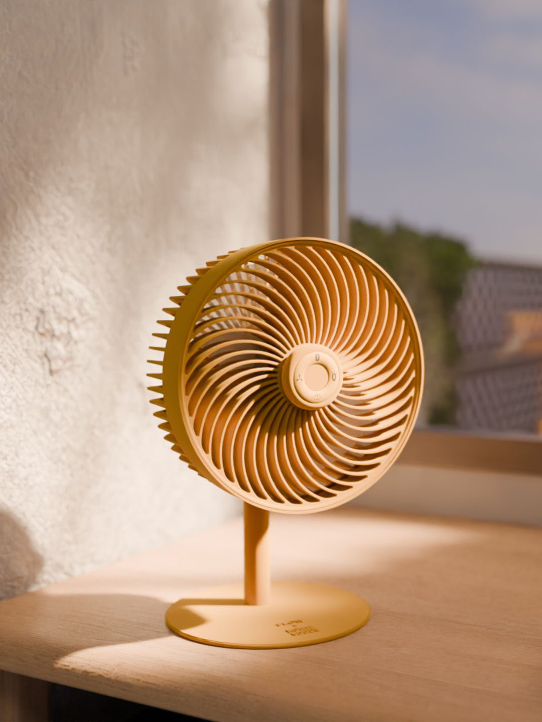 HOUSEGOODS Yellow Remote Controlled 4 Blades Rechargable High-Speed Cordless Table Fan