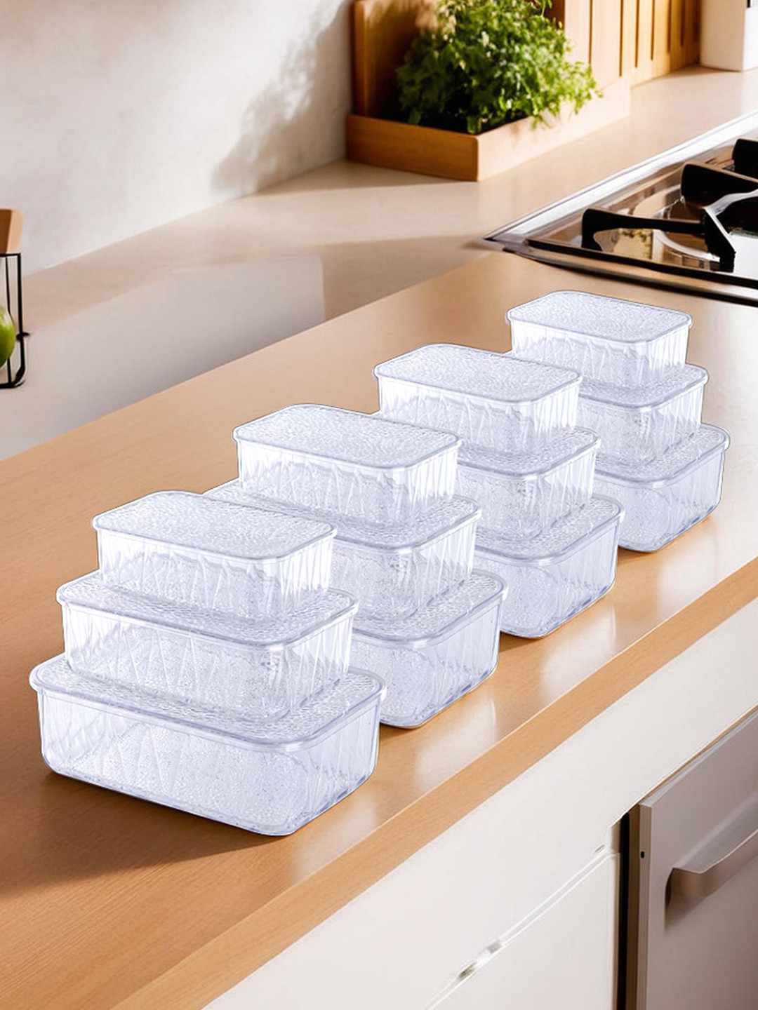 Kuber Industries Transparent 12 Pieces Refrigerator Safe Storage Containers