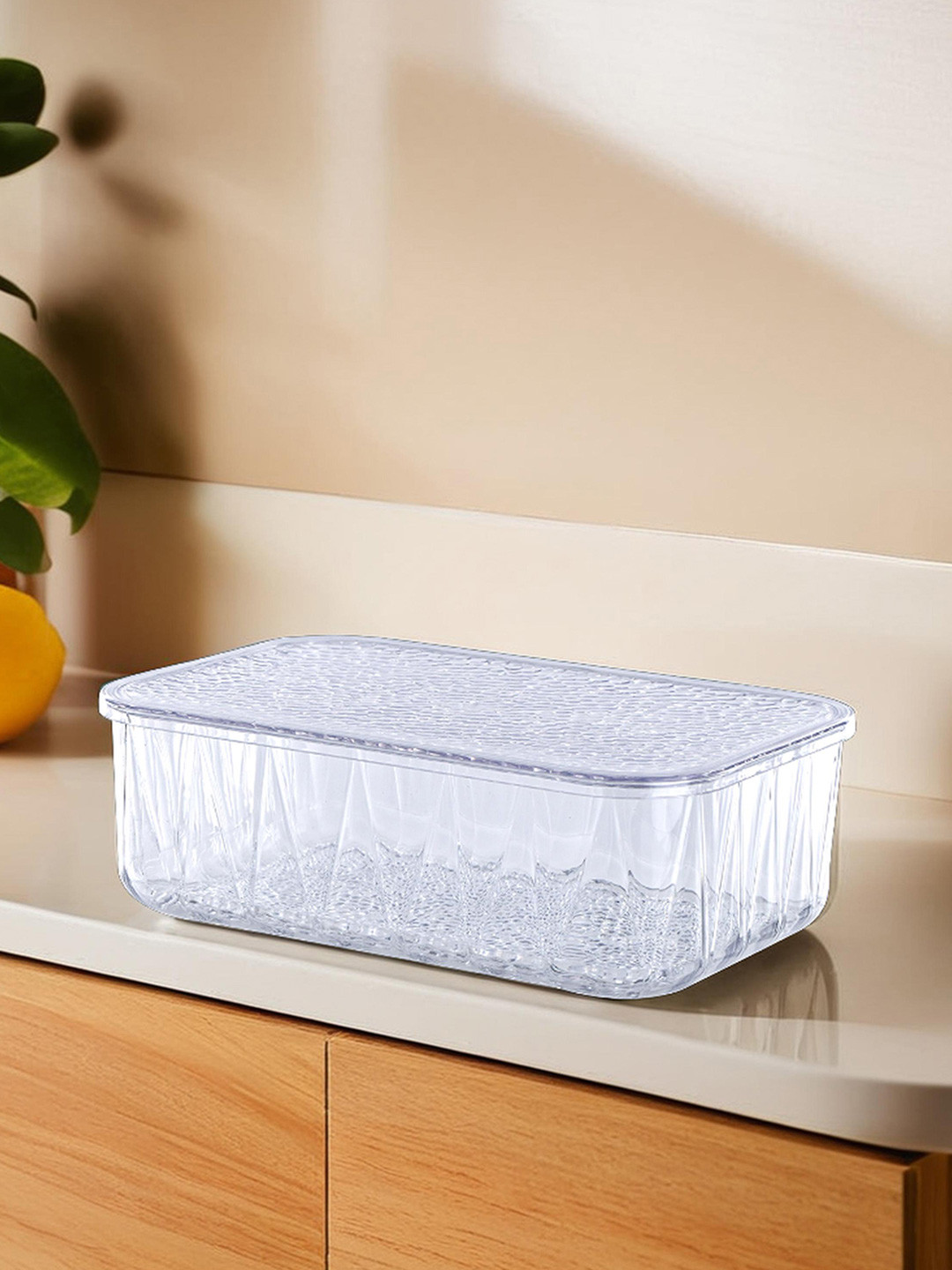 Kuber industries Transparent Plastic Refrigerator Safe Screw Top Fridge Container-2.7L