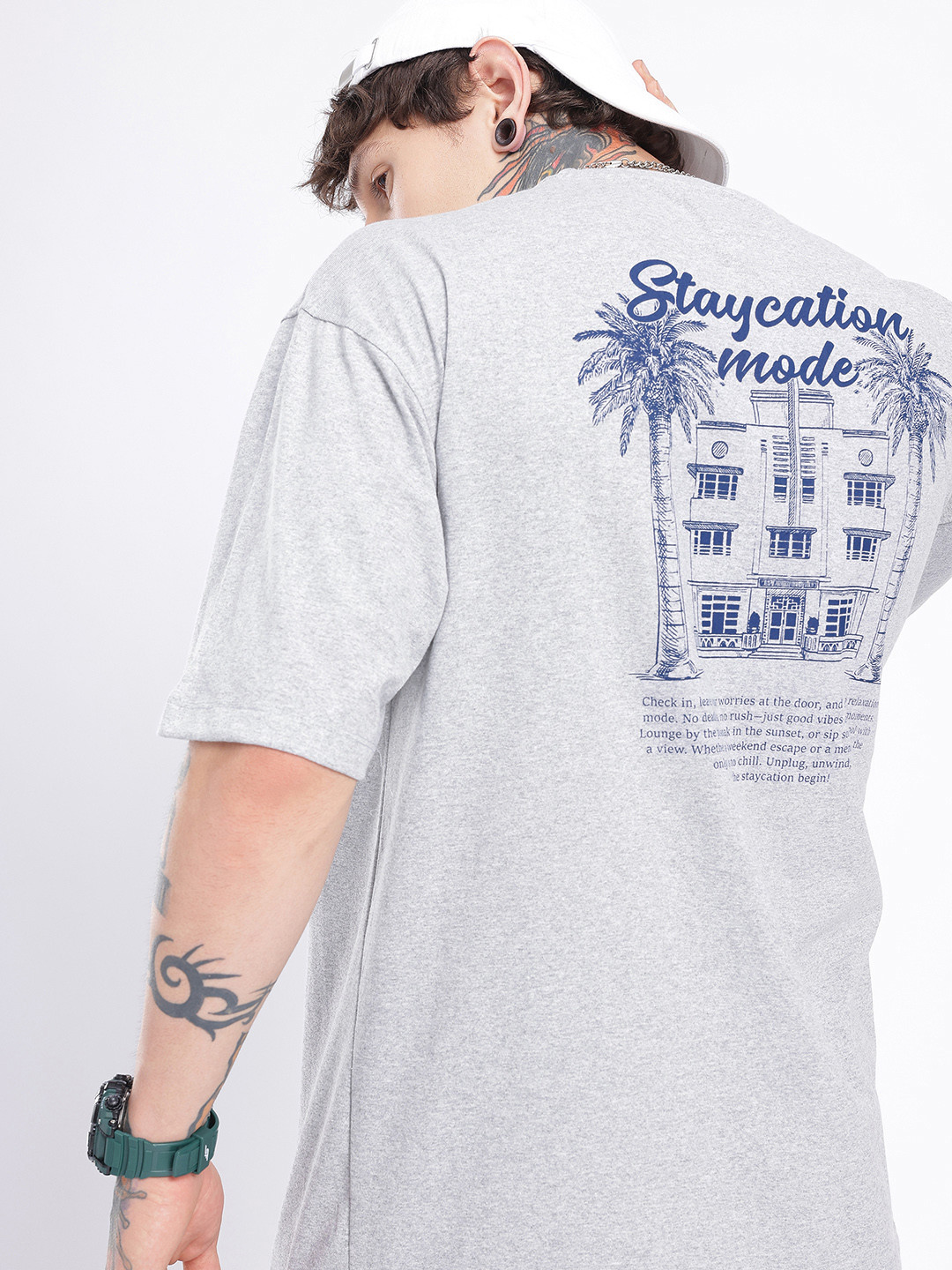 Staycation Mode Graphic Oversized T-shirt