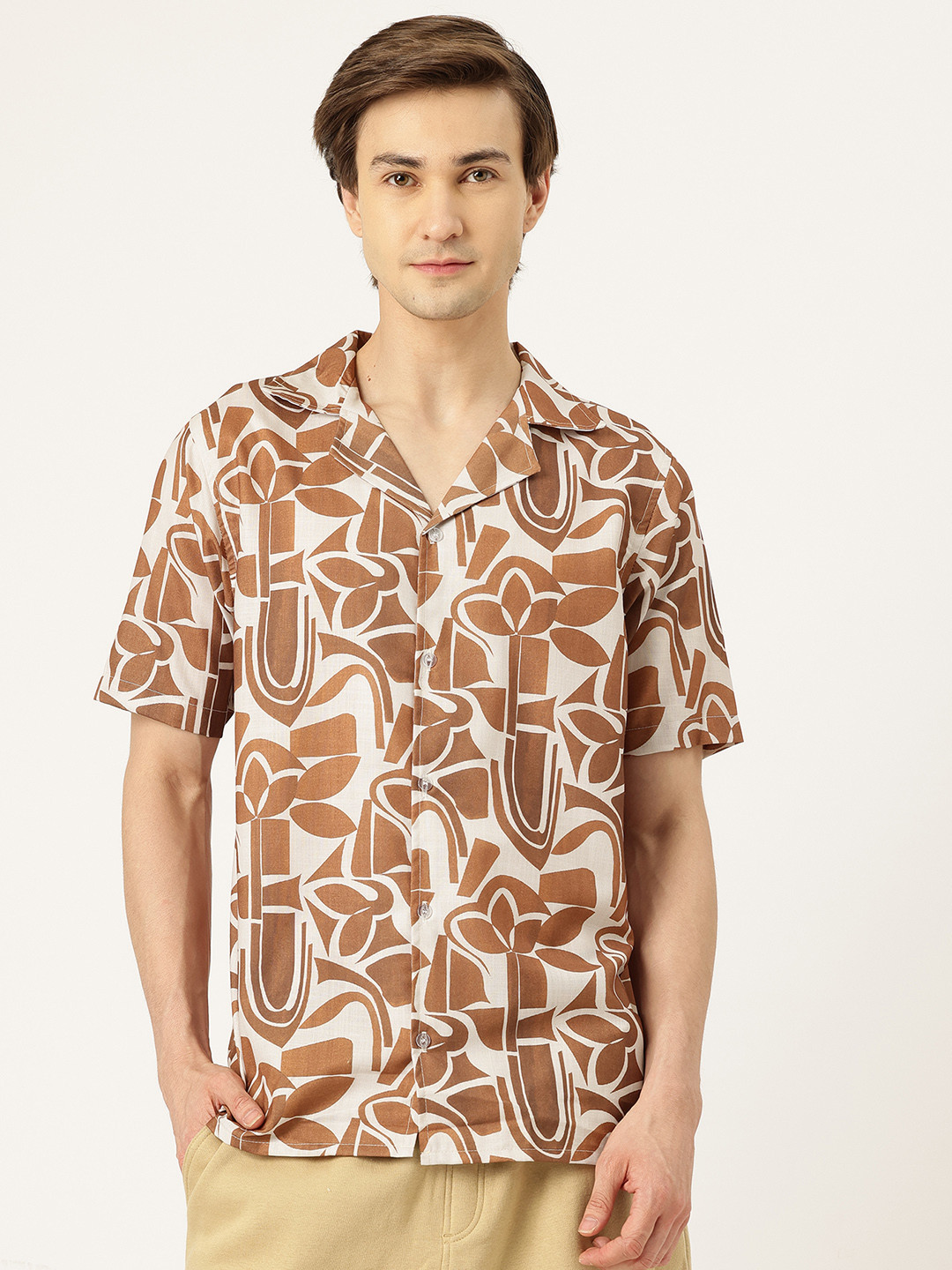 Rapra The Label Men Relaxed Printed Cuban Collar Casual Shirt