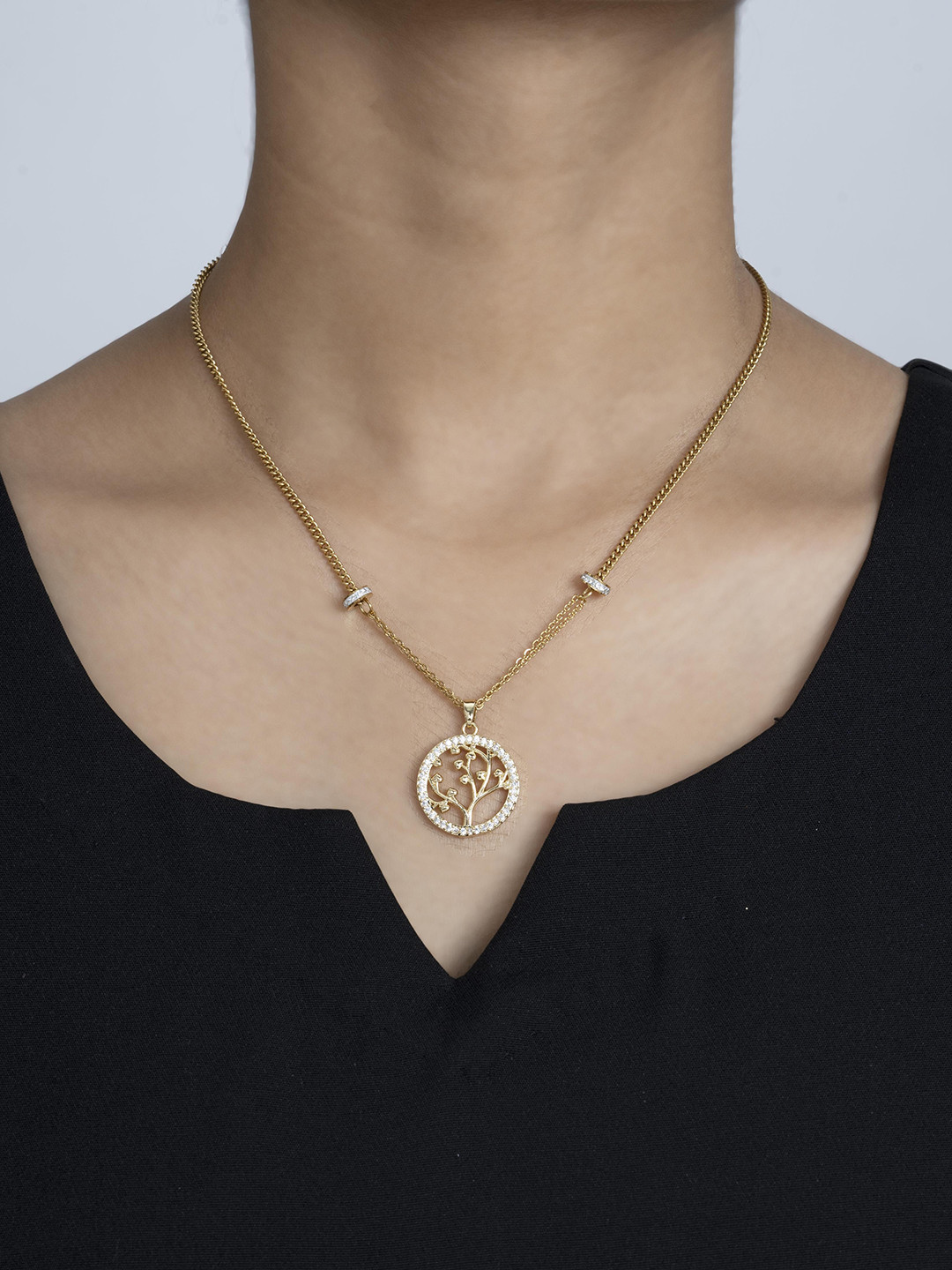 ARTKLIM Stainless Steel Gold-Plated Tree Of Life Pendant With Chain