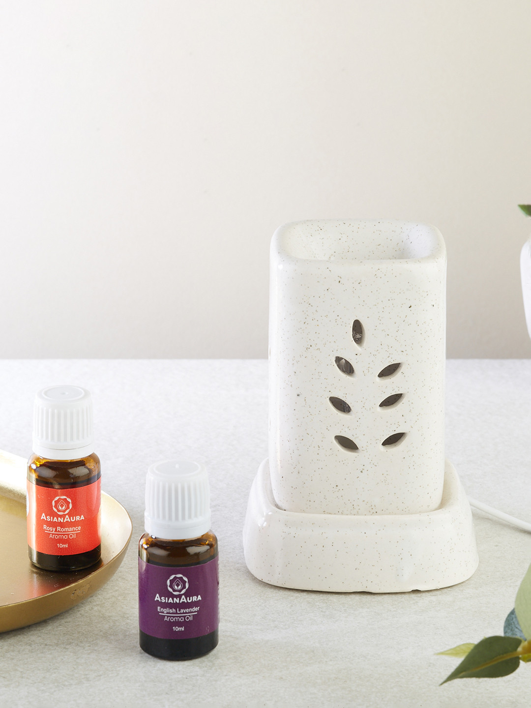 Asian Aura Ceramic Electric Aroma Diffuser with Aroma Oils- 10ml