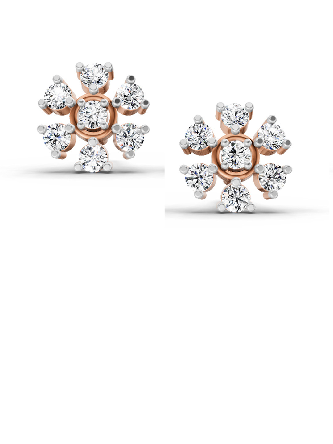 Sparkles Floral Lab Grown Diamonds Earring 0.7 Ct 14K Rose Gold