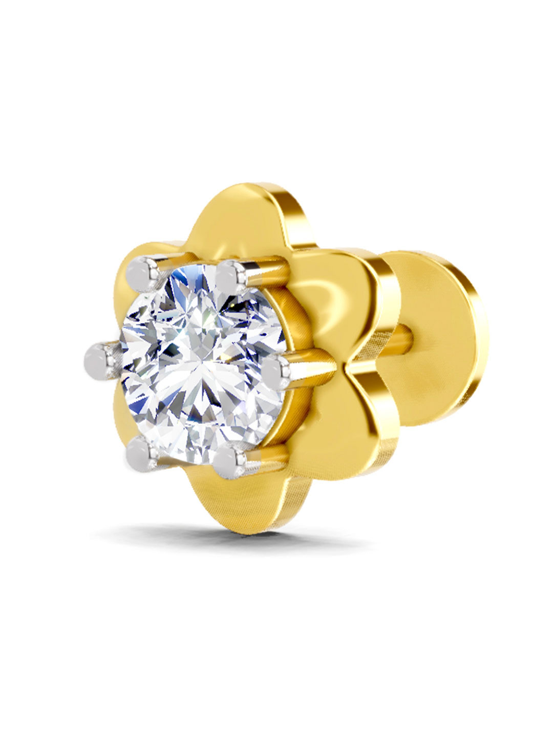 Sparkles 14K Yellow Gold 0.5 Carat Round Diamond Solitaire Nosepin
