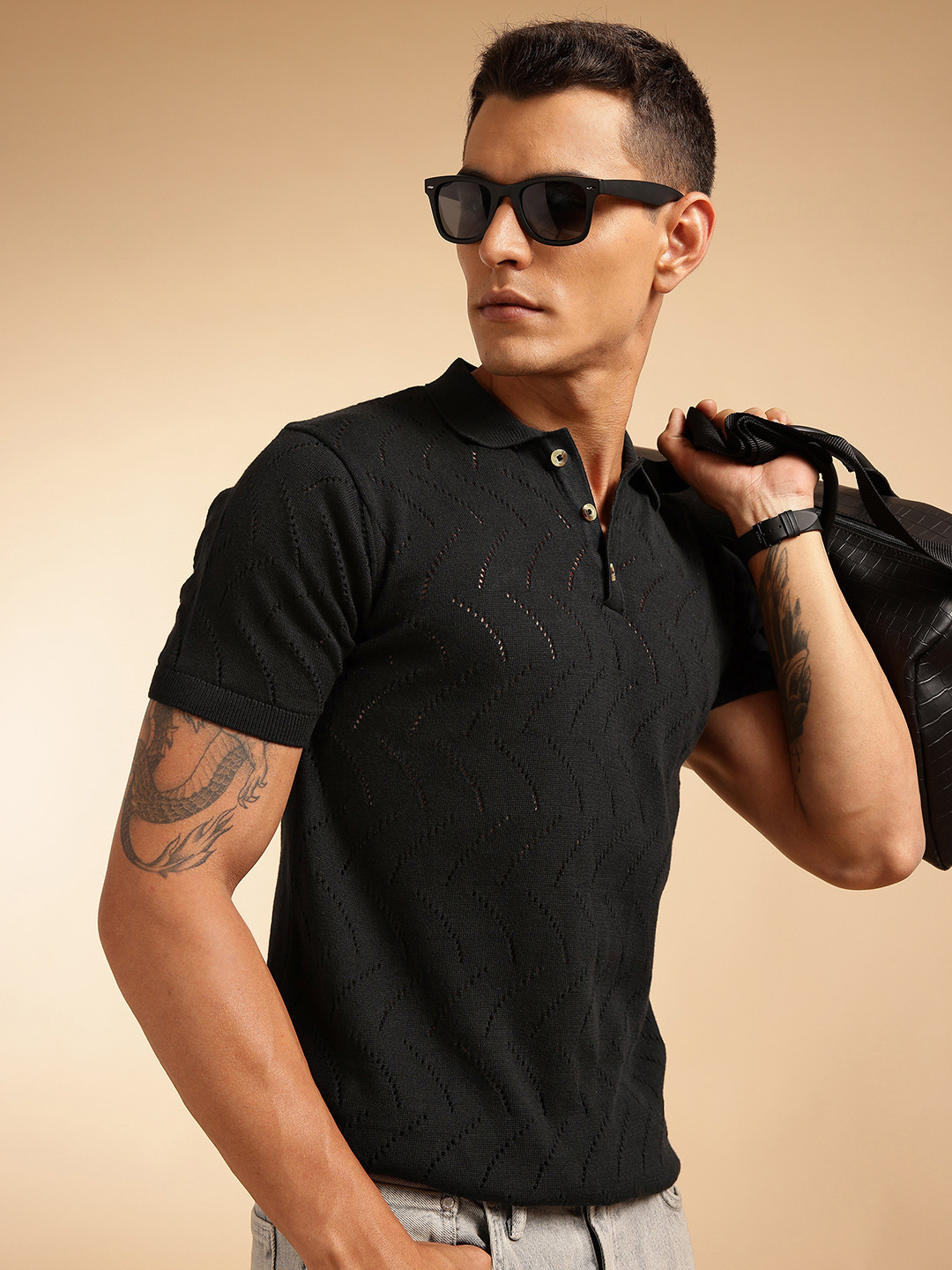 French Connection Men Premium Knitted Polo Collor Casual T-Shirt