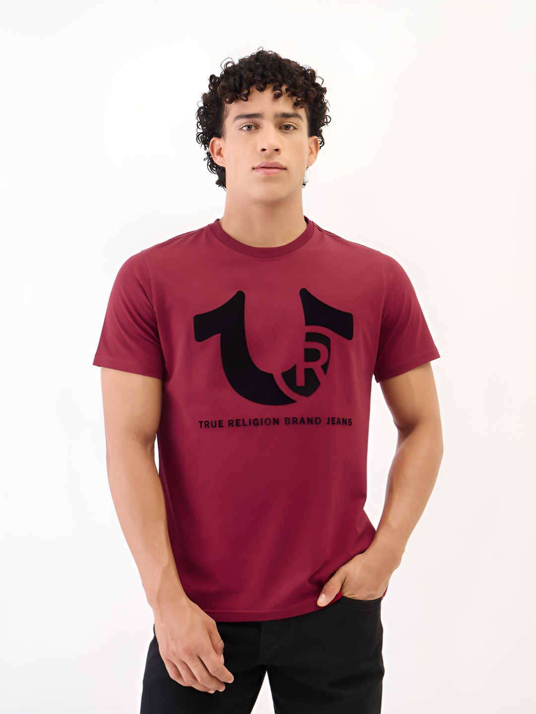 True Religion Men Graphic Printed Pure Cotton Regular Fit T-shirt fashion