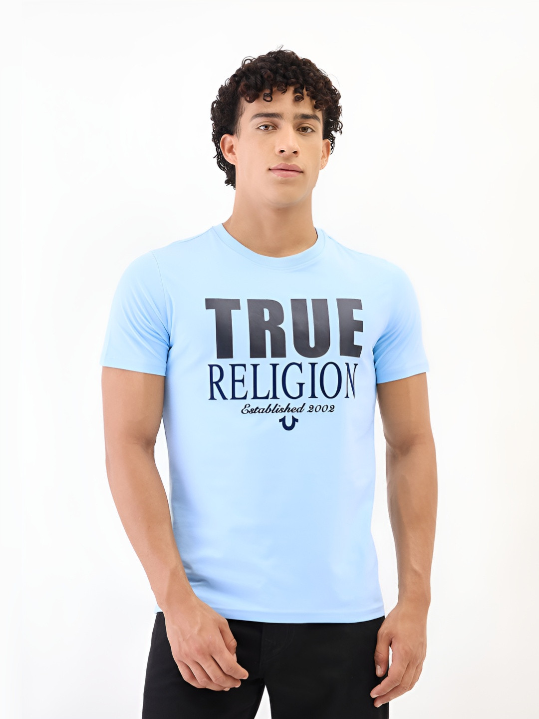 True Religion Men Typography Printed Regular Fit T-shirt fashion