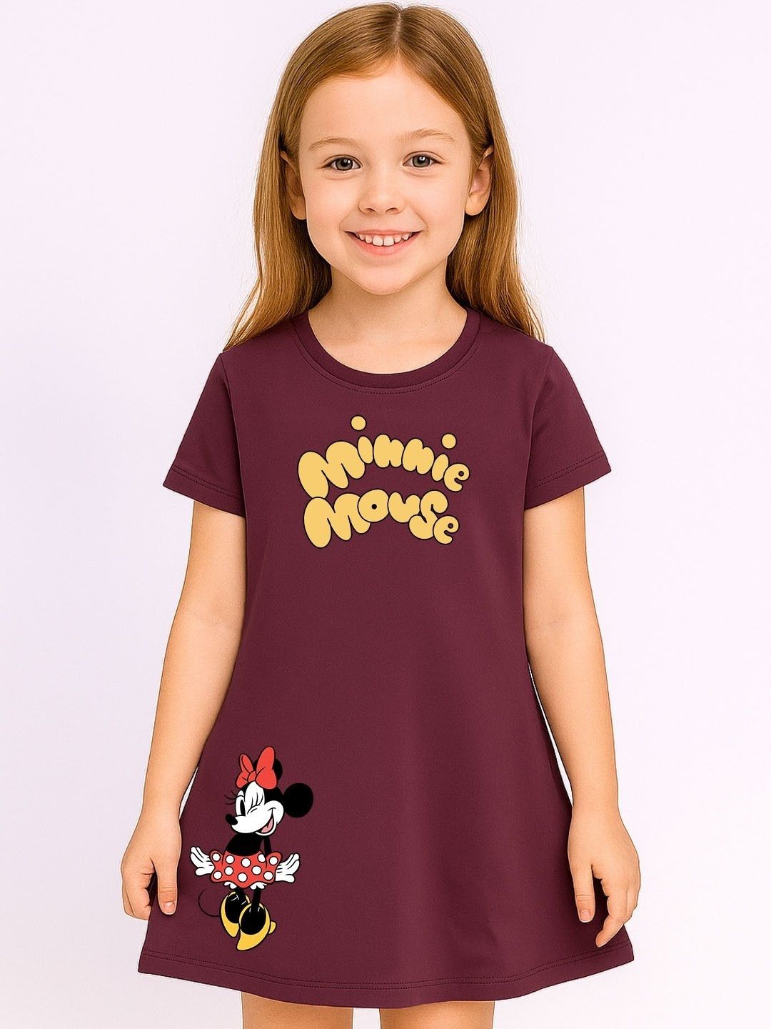 YK Disney Minnie Mouse Printed A-Line Dress