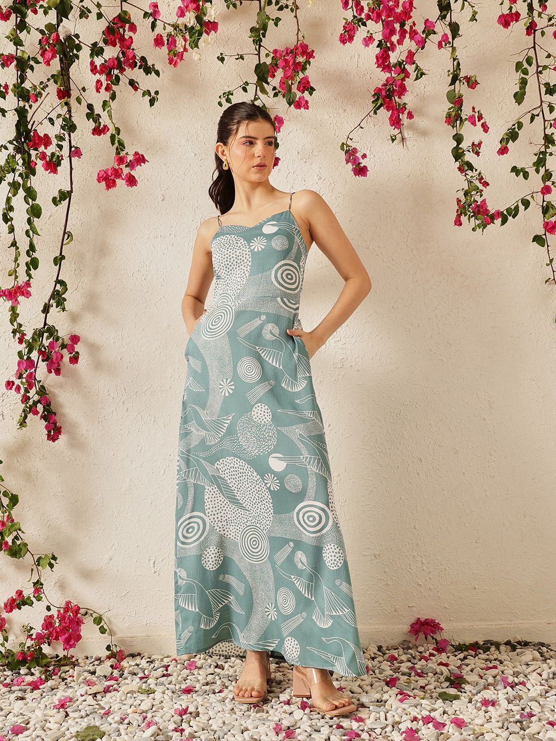 STREET 9 Women 1 Self Design Print  A-Line Midi Dress