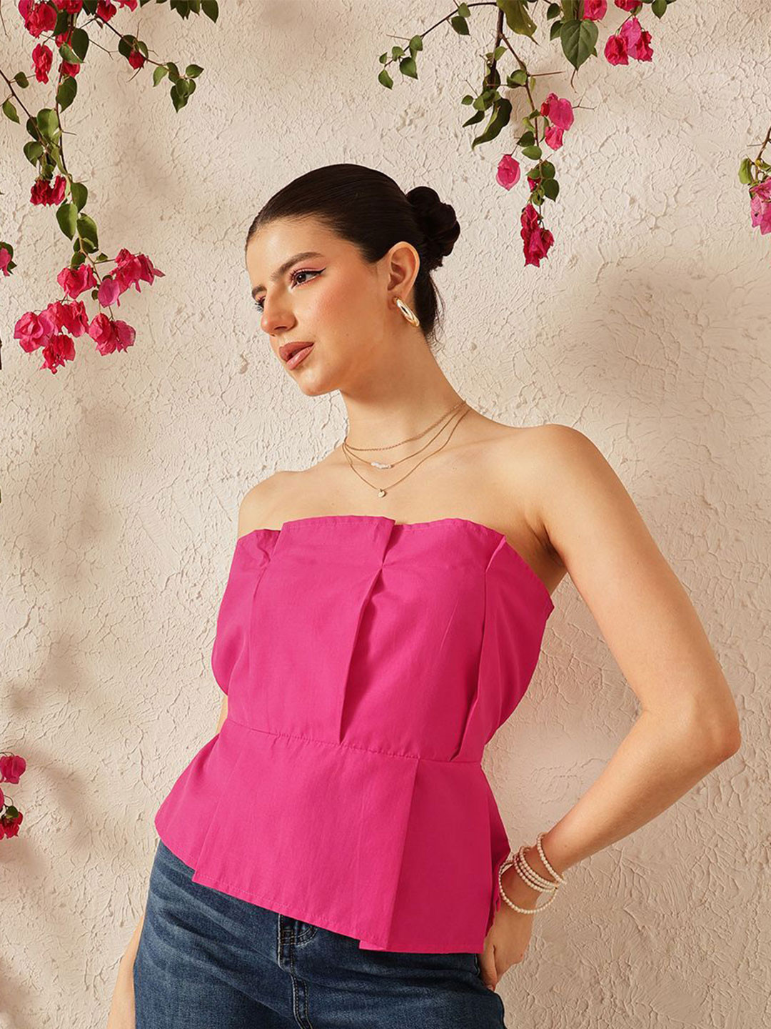 STREET 9 Women Strapless Pink Tube Top