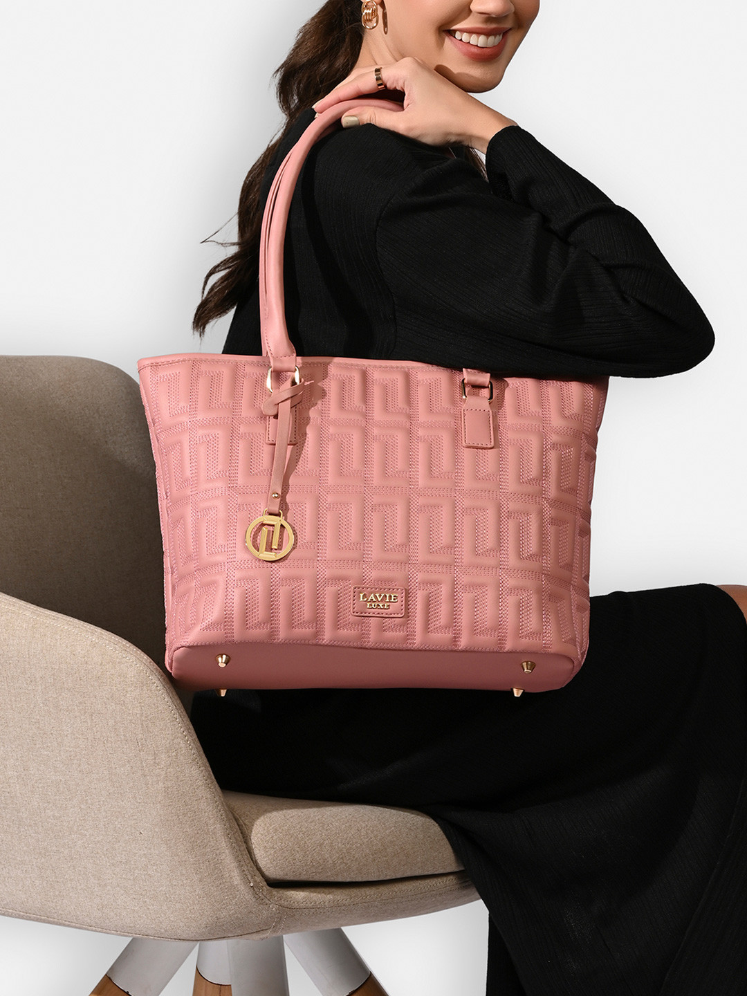 LAVIE LUXE Jerry25 Pro Women Quilted Structured Large Laptop Handbag