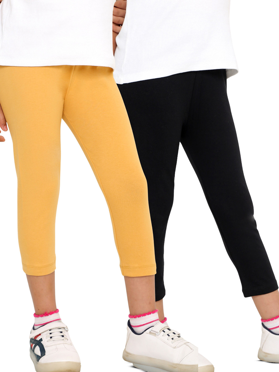 TotzTouch  Girls Pack Of 2 Mid-Rise Three-Fourth length Leggings