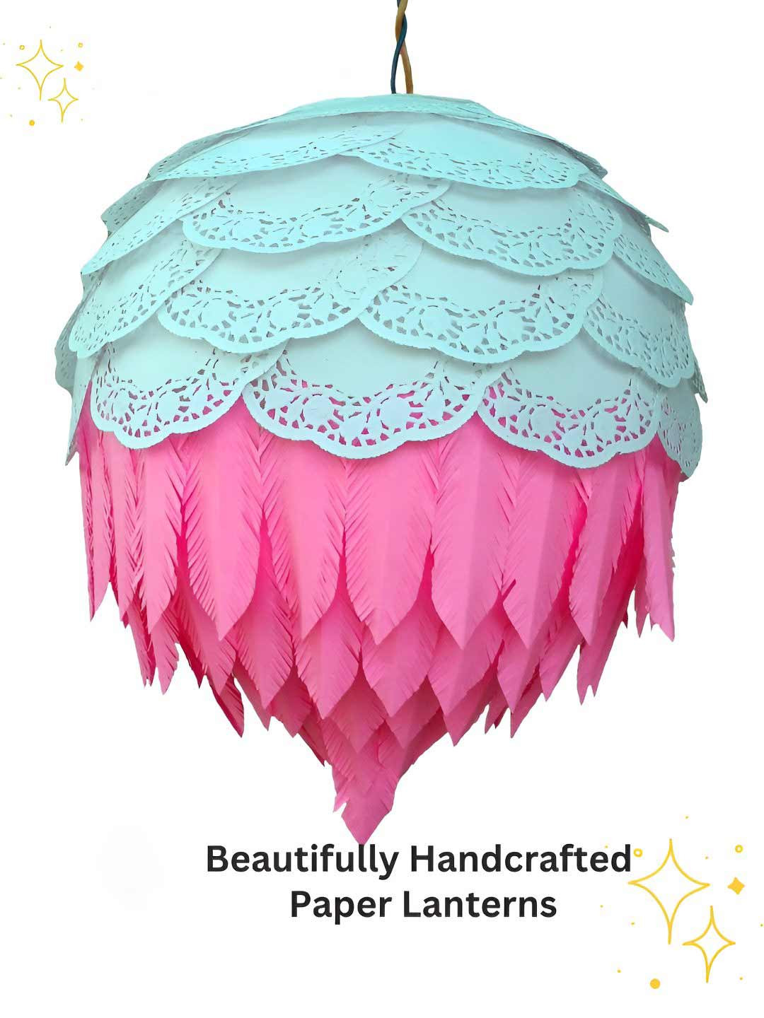 Designers Collection Blue & Pink Colourblocked Traditional Ceiling Lamp