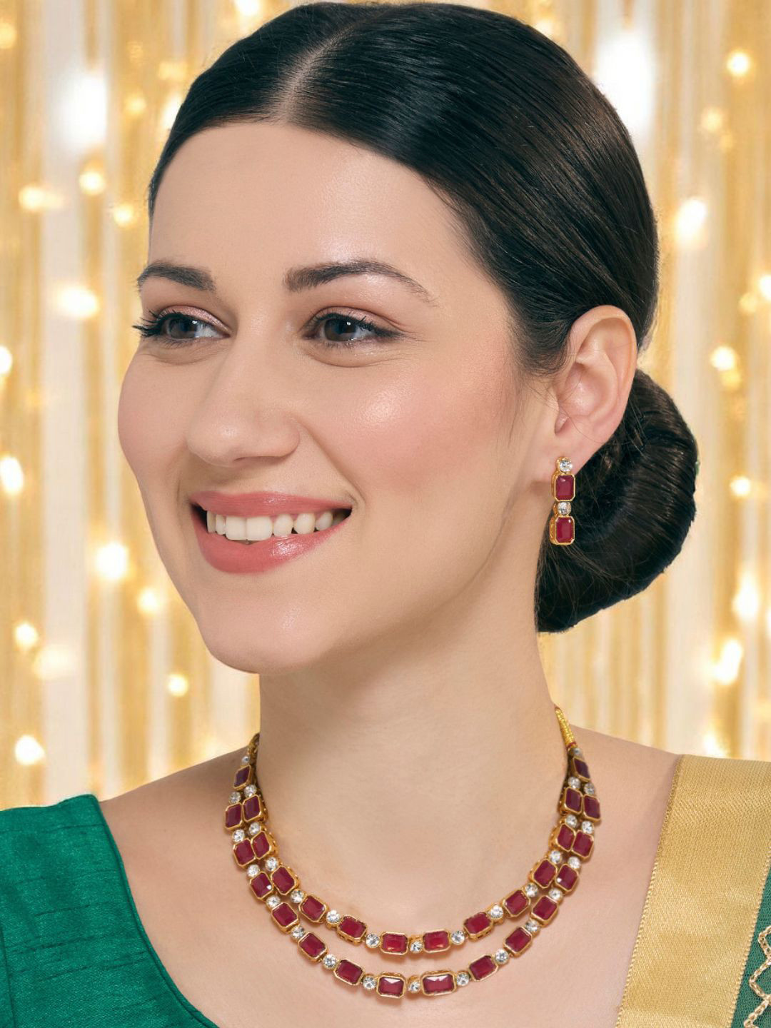 OOMPH Stone Studded Layered Jewellery Set