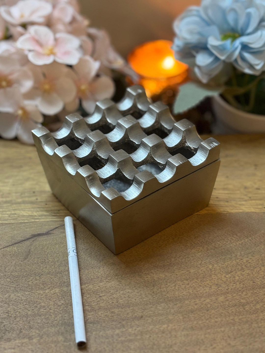 PURI Silver-Toned Single Aluminium Ash Trays