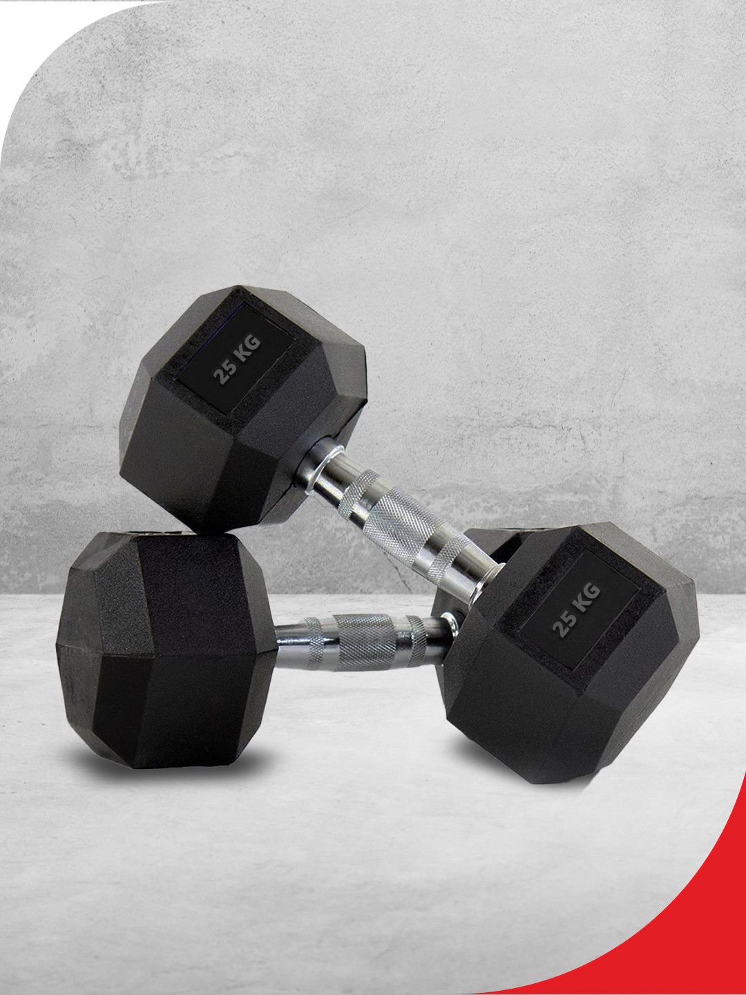 PowerMax Fitness Set Of 2 Hexagon Fixed Weight Dumbbell - 25 kg Each
