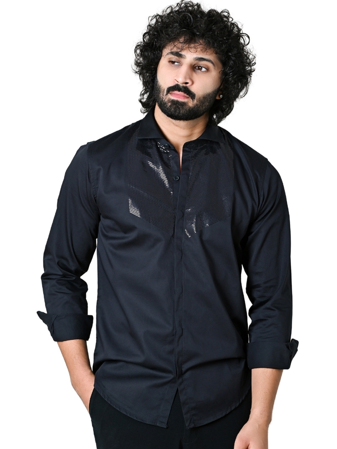 Suturee Craaft Club swarovaski pattern arrowed waves Standard Slim Fit Printed Party Shirt