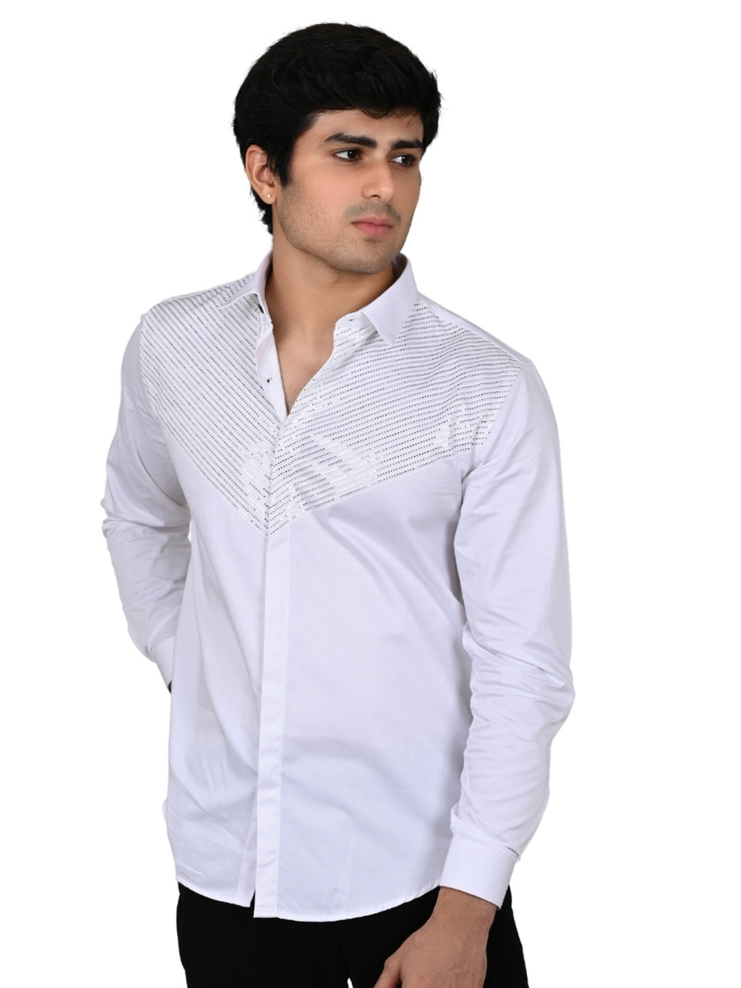 Suturee Craaft Club Swarovaski Dotted Candelabra Pattern Shirt Standard Slim Fit Shirt