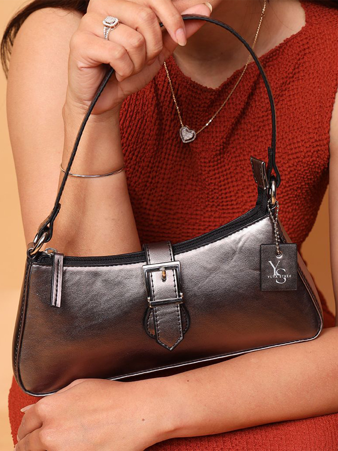 YUVA STREE Solid Sleek Baguette Shoulder Bag