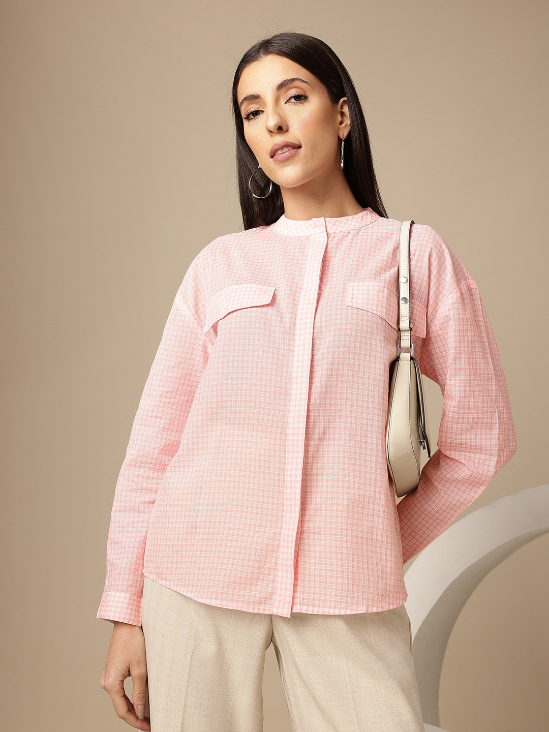 Chemistry Mock Pocket Checked Formal Shirt