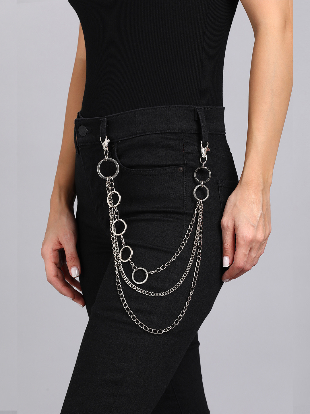 Its 4 You Unisex Silver-Plated Layered Gothic Punk Trouser Chain