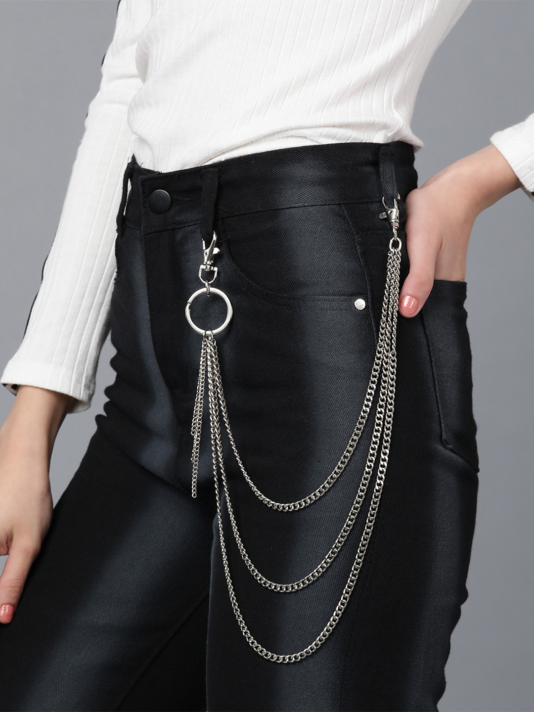 Its 4 You Jean Unisex Silver-Plated Gothic Punk Side Chain