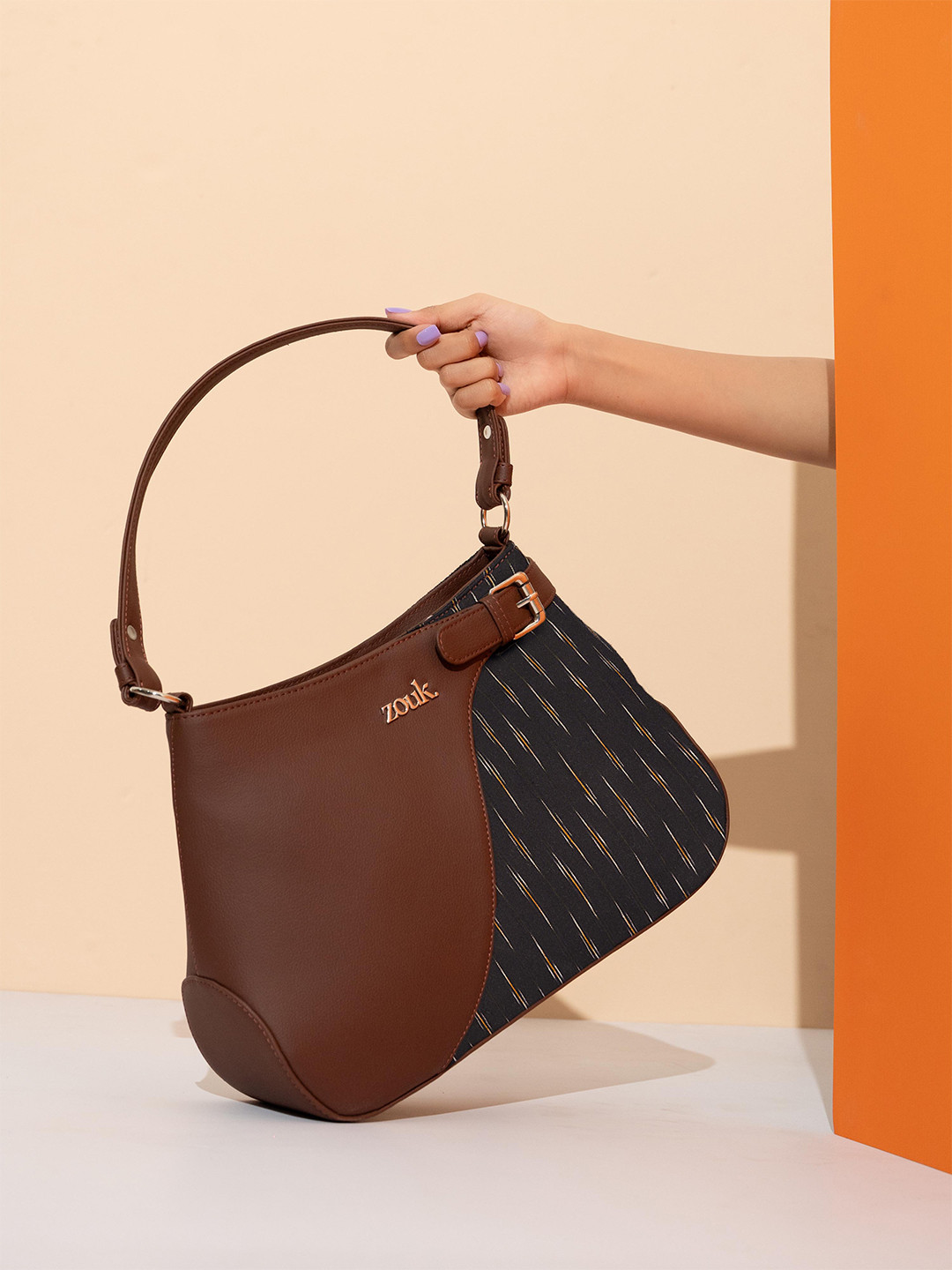 Alt by Zouk  Ira Ikat GreRe Geometric Textured Structured Handheld Bag