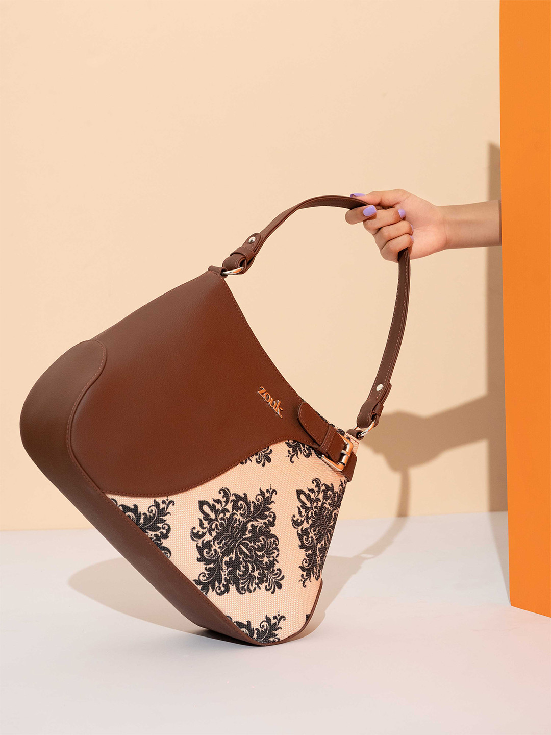 Alt by Zouk  Ira Mughal Motif Textured Structured Handheld Bag