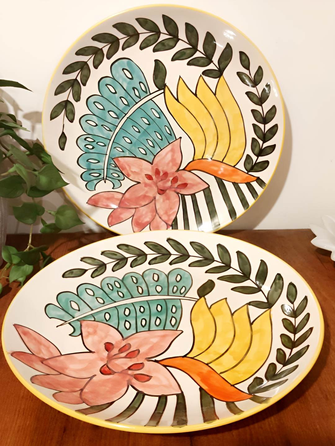 Calcine Industries Cream-Coloured 2025 2 Pieces Ceramic Dishwasher and Microwave Safe Plates