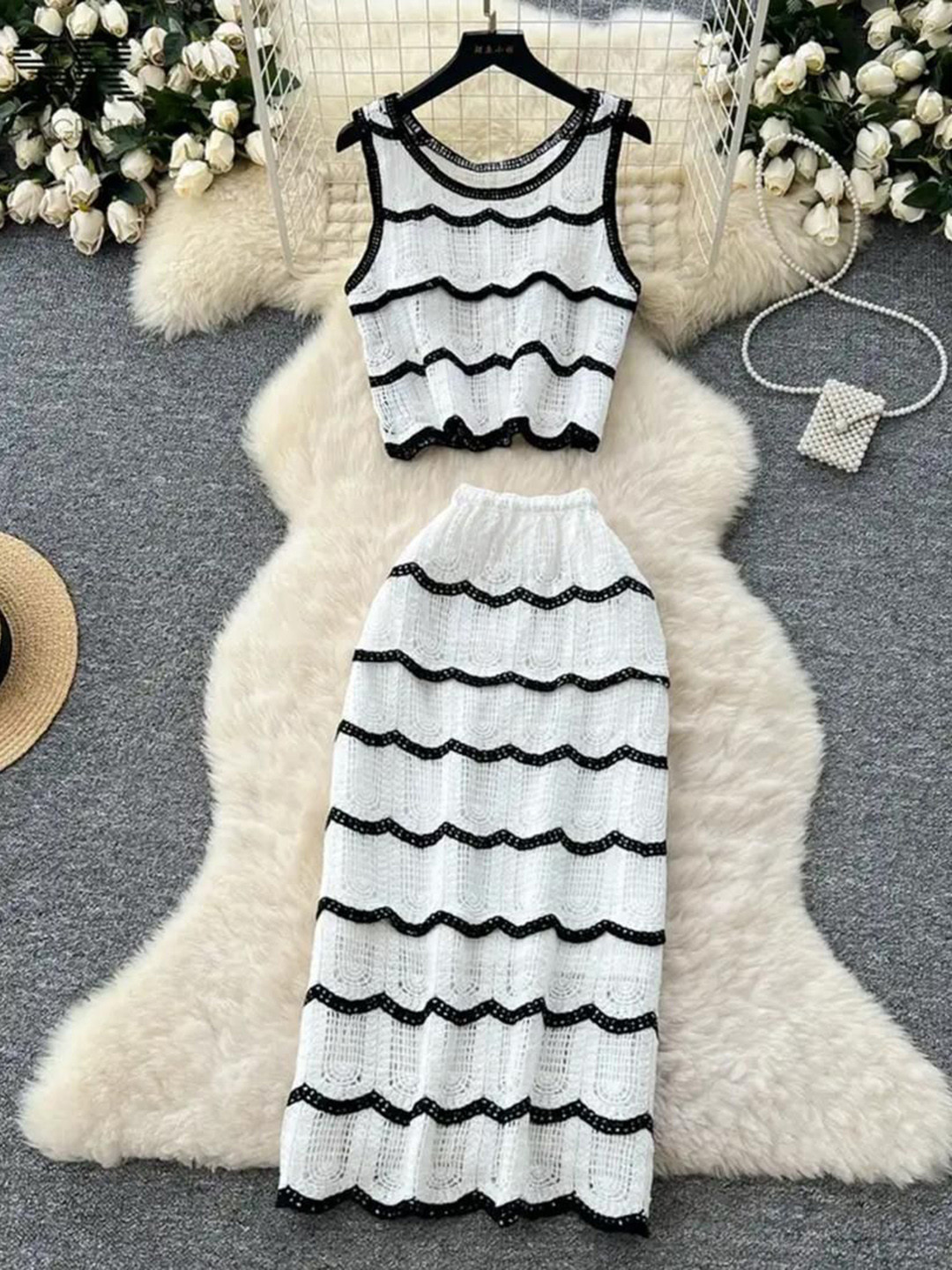 Miss Mosa By Akanksha  Hea Luxe Soft Knit Coord Set-Resortwear