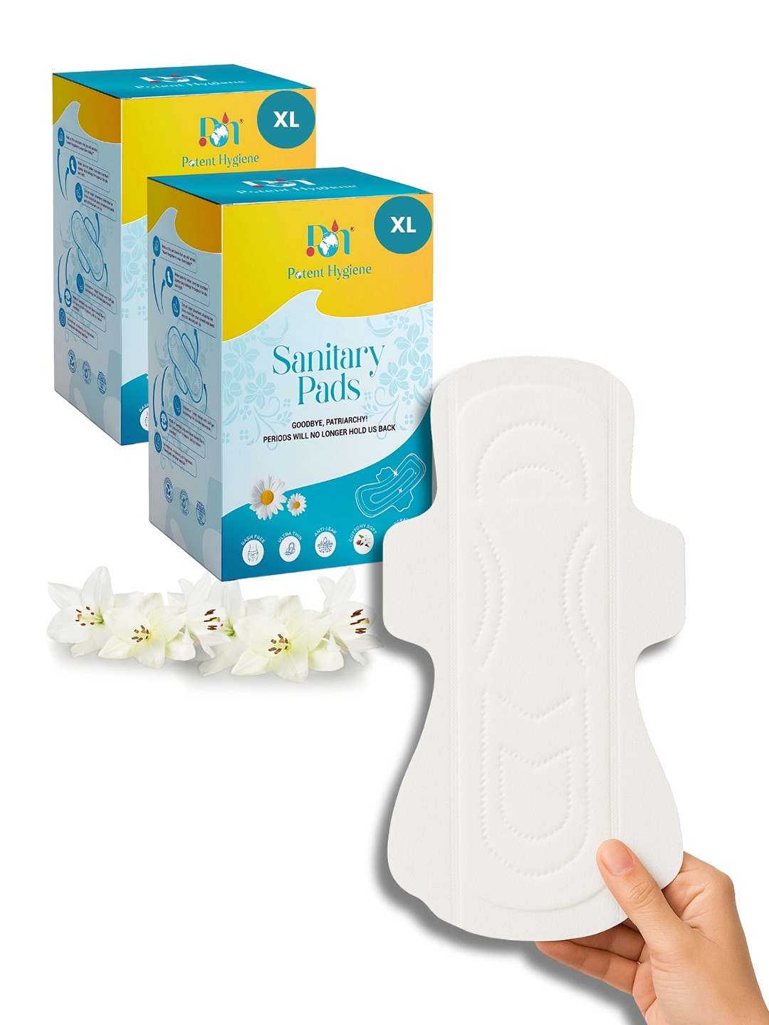 Potent Hygiene  2 Packs Organic Sanitary Pads with Disposal Bags - 20 XL Pads