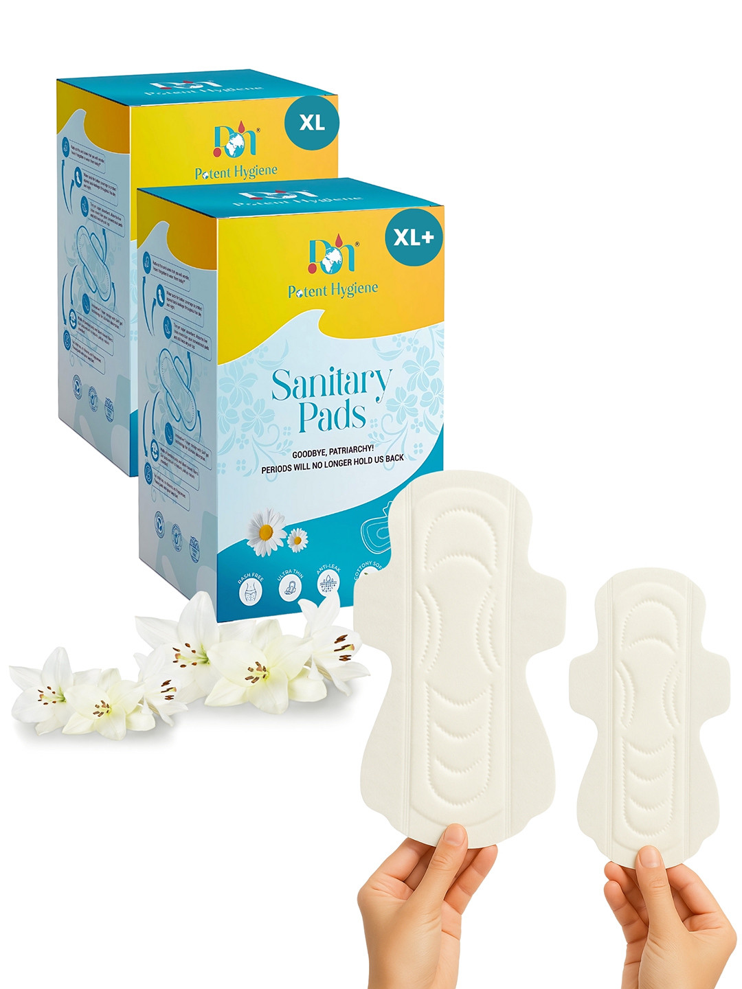 Potent Hygiene 2 Packs Organic Sanitary Pads Combo with Disposal Bags-  20 Pads XL & XL