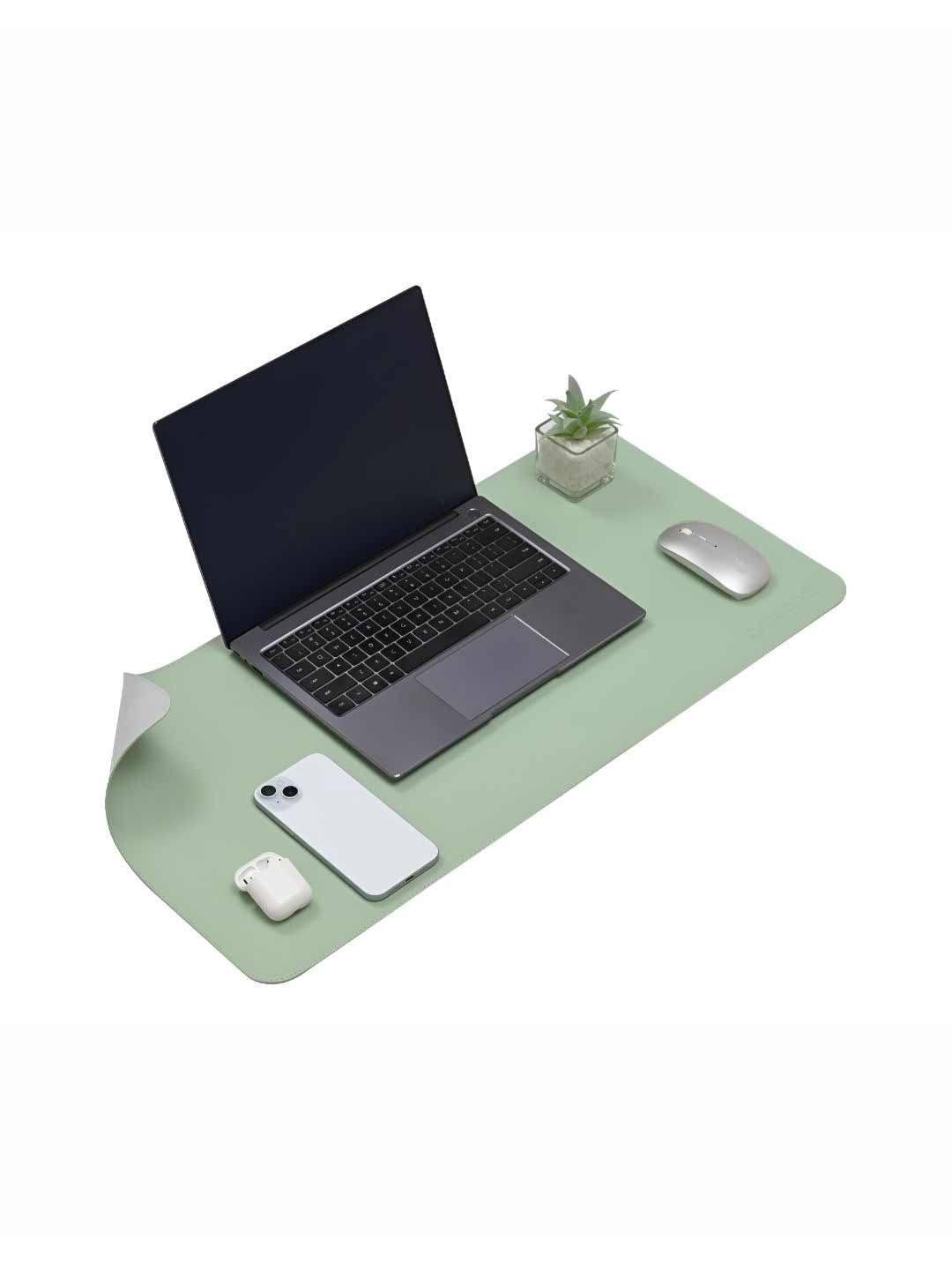 LTETTES anti slip Green Synthetic Leather Set Of 1 Water Resistant Desk Organiser 27.6 x 13.8 inch