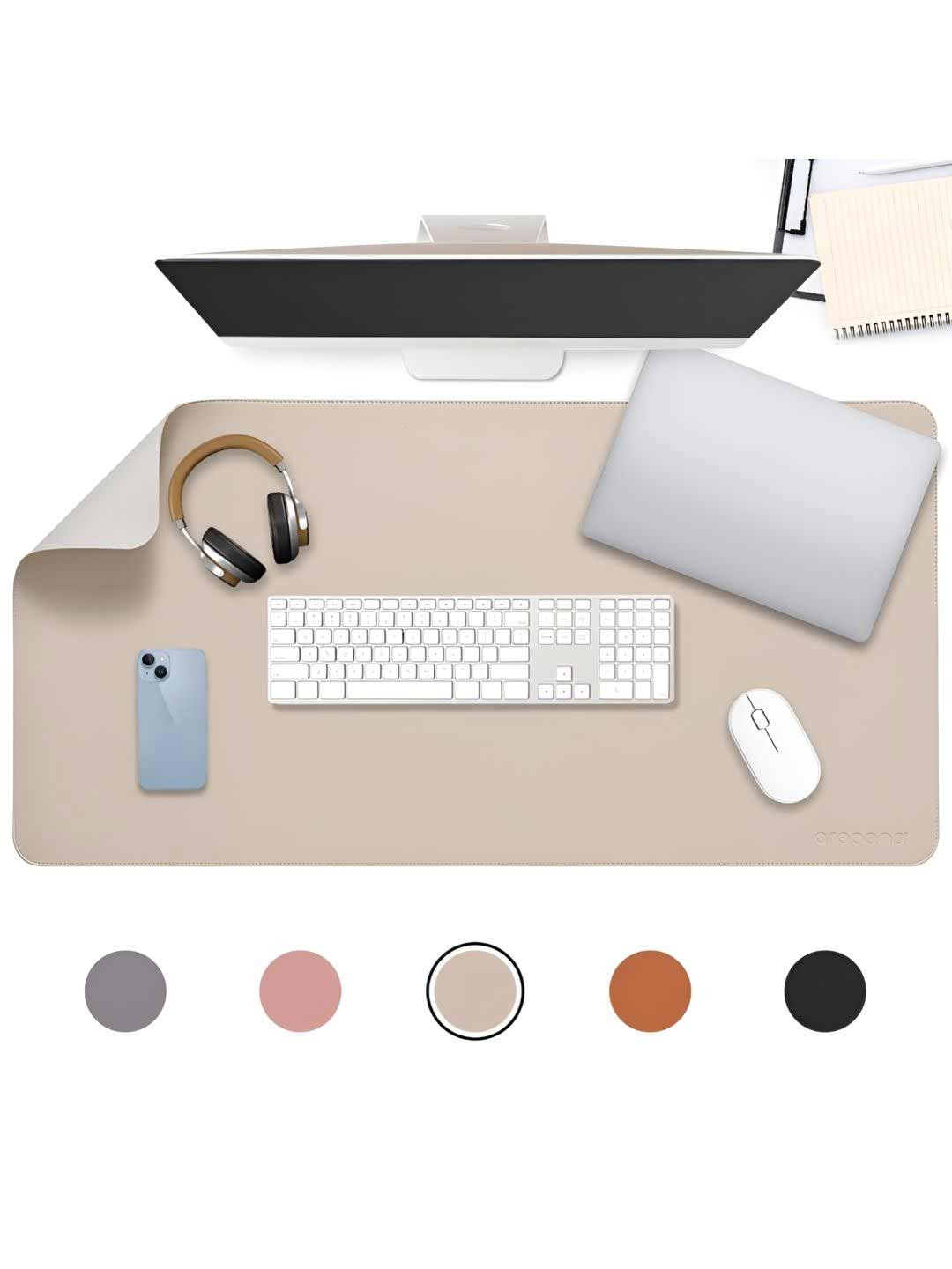 LTETTES anti slip White Synthetic Leather Set Of 1 Water Resistant Desk Organiser 35.4 x 17.7 inch