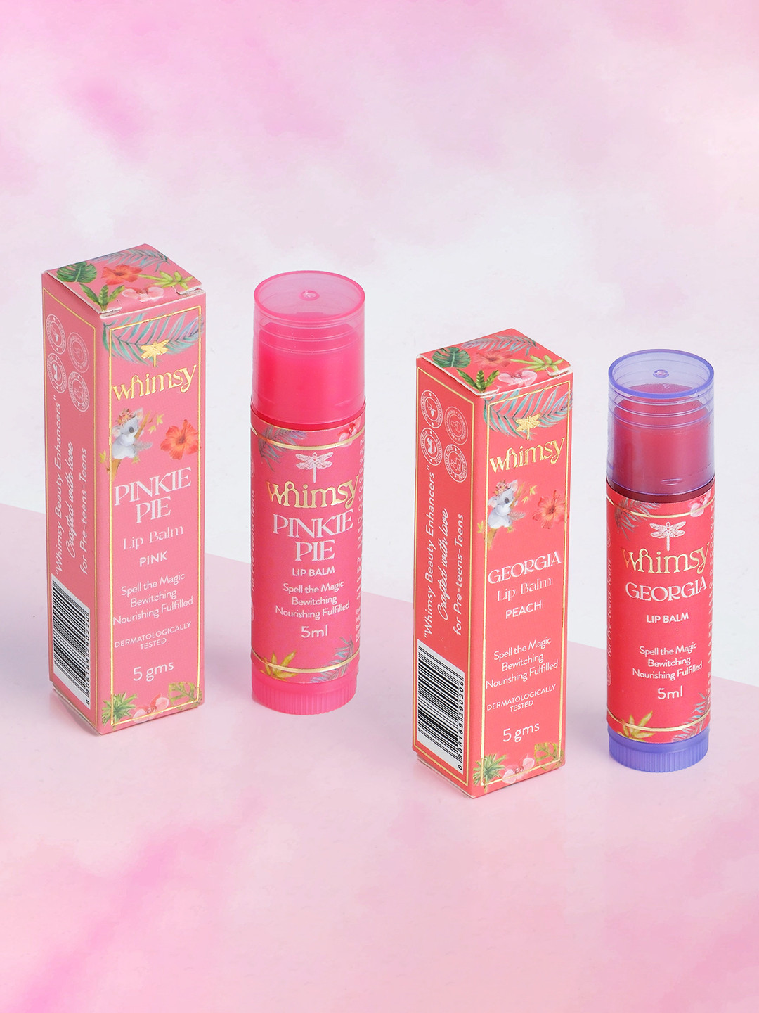 Whimsy Beauty Set Of 2 Pinkie Pie & Georgia Lip Balm - 5g Each