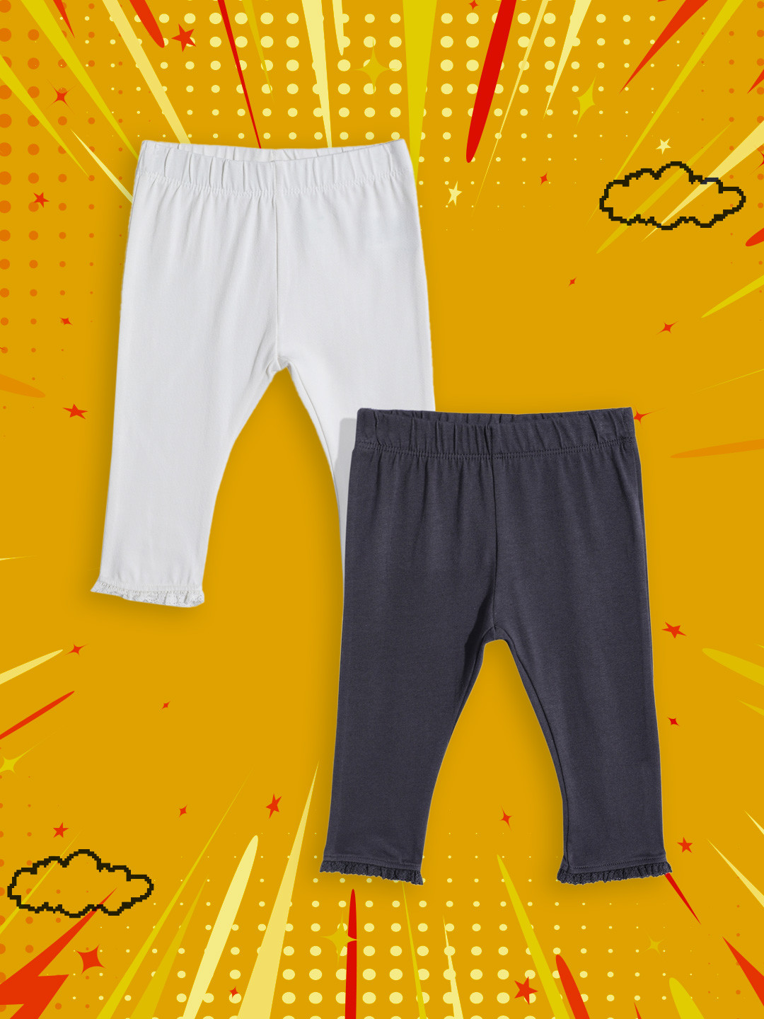 mothercare Girls Pack Of 2 Leggings With Ruffle Detail